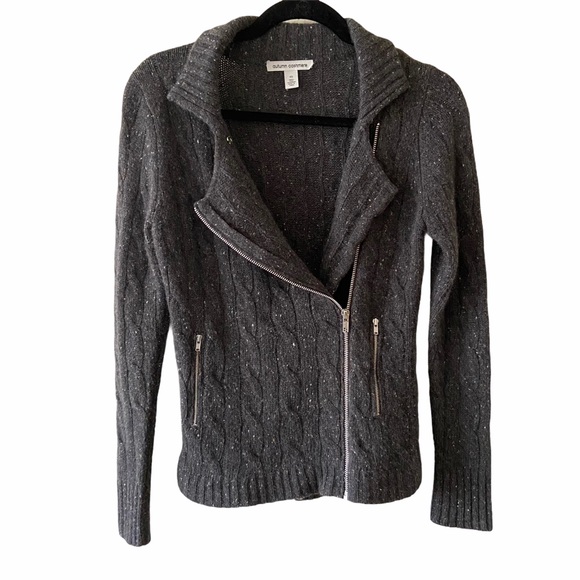 Autumn Cashmere Gray Knit Moto Style Cardigan - Picture 9 of 9